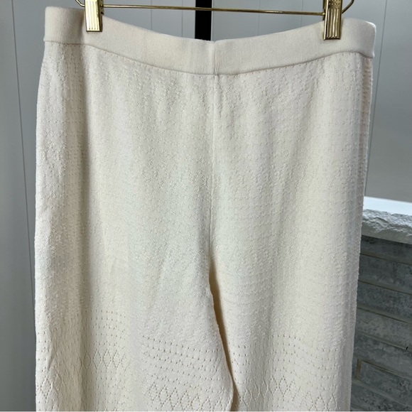 Sezane Ayo Organic Cotton Blend Pantalon Fancy Openwork Knit Pants Ecru XL NWT - Picture 6 of 10